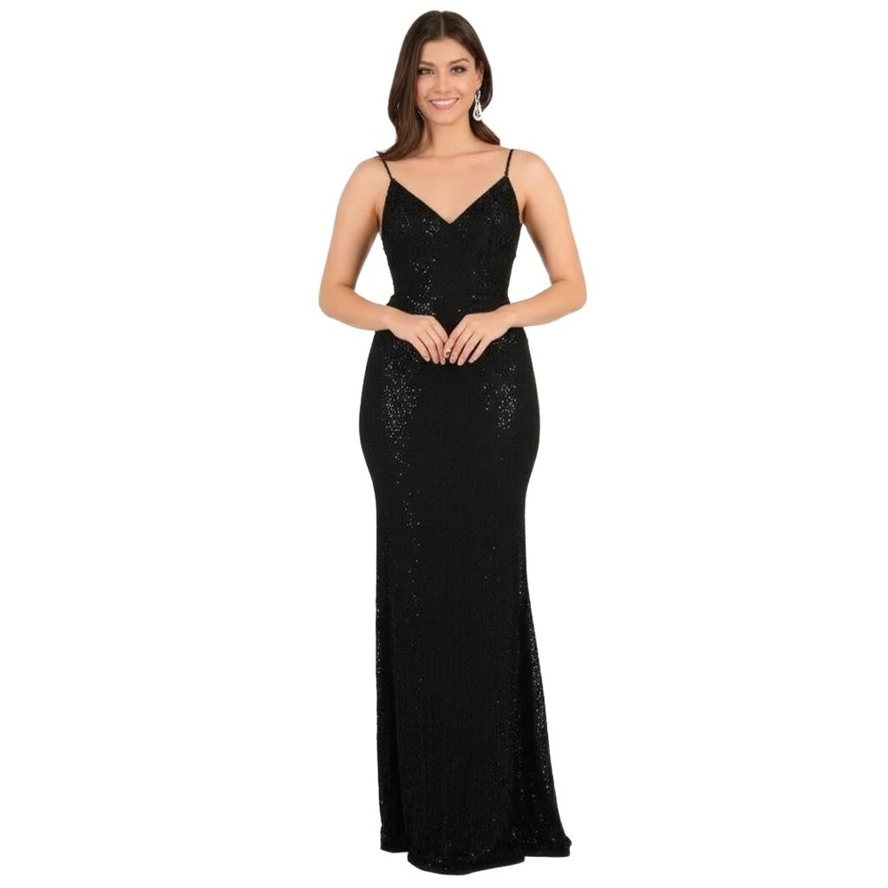 B Smart Prom Dress Juniors 7 Black Sleeveless Sequin Elegant Formal Glamorous‎